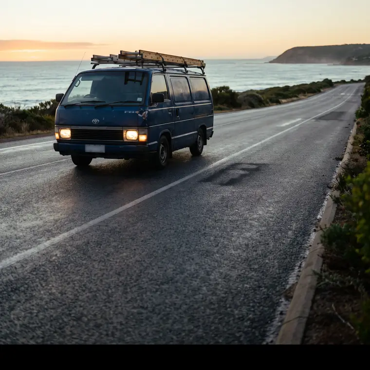 Electrician's van at dawn